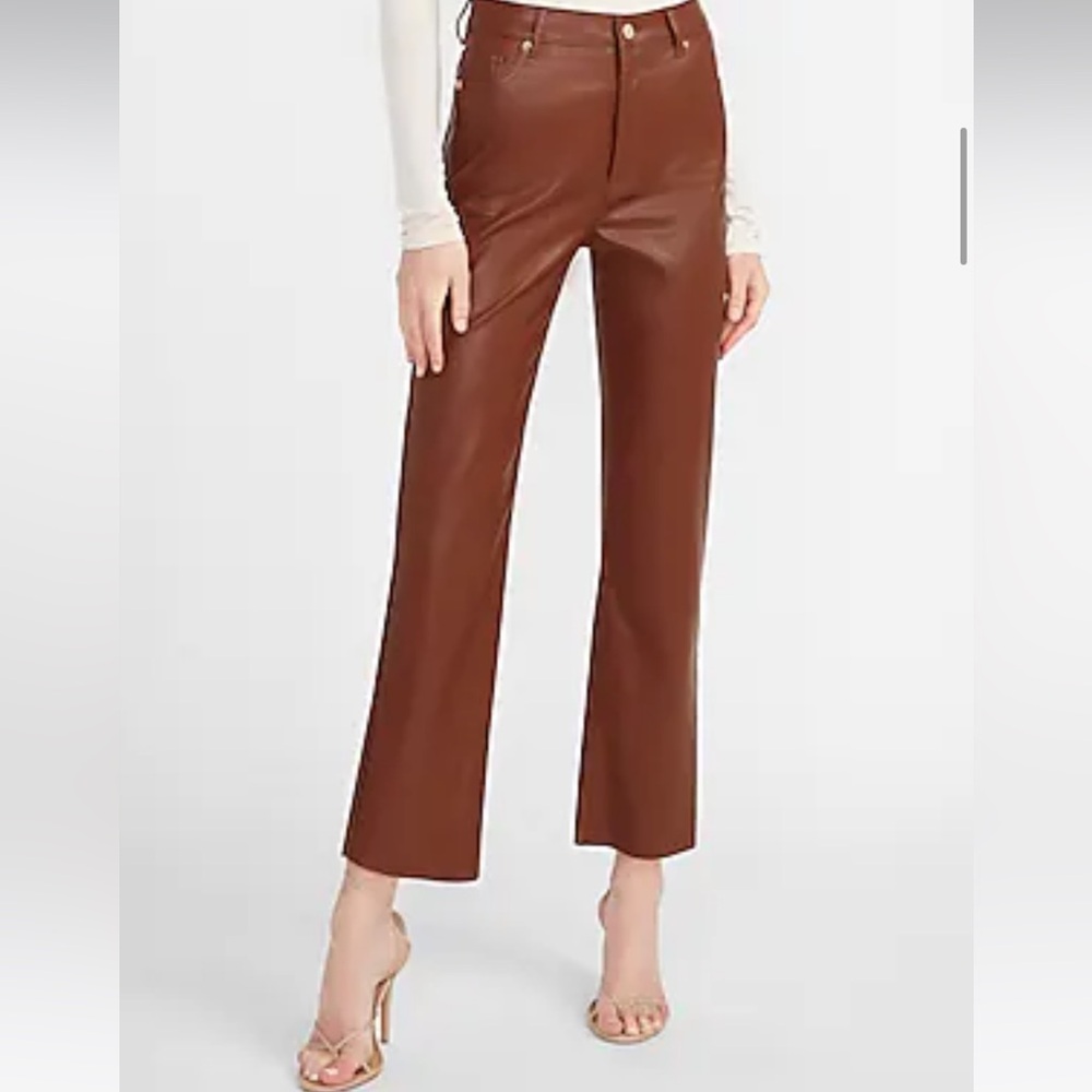 EXPRESS high waisted vegan leather cropped pant